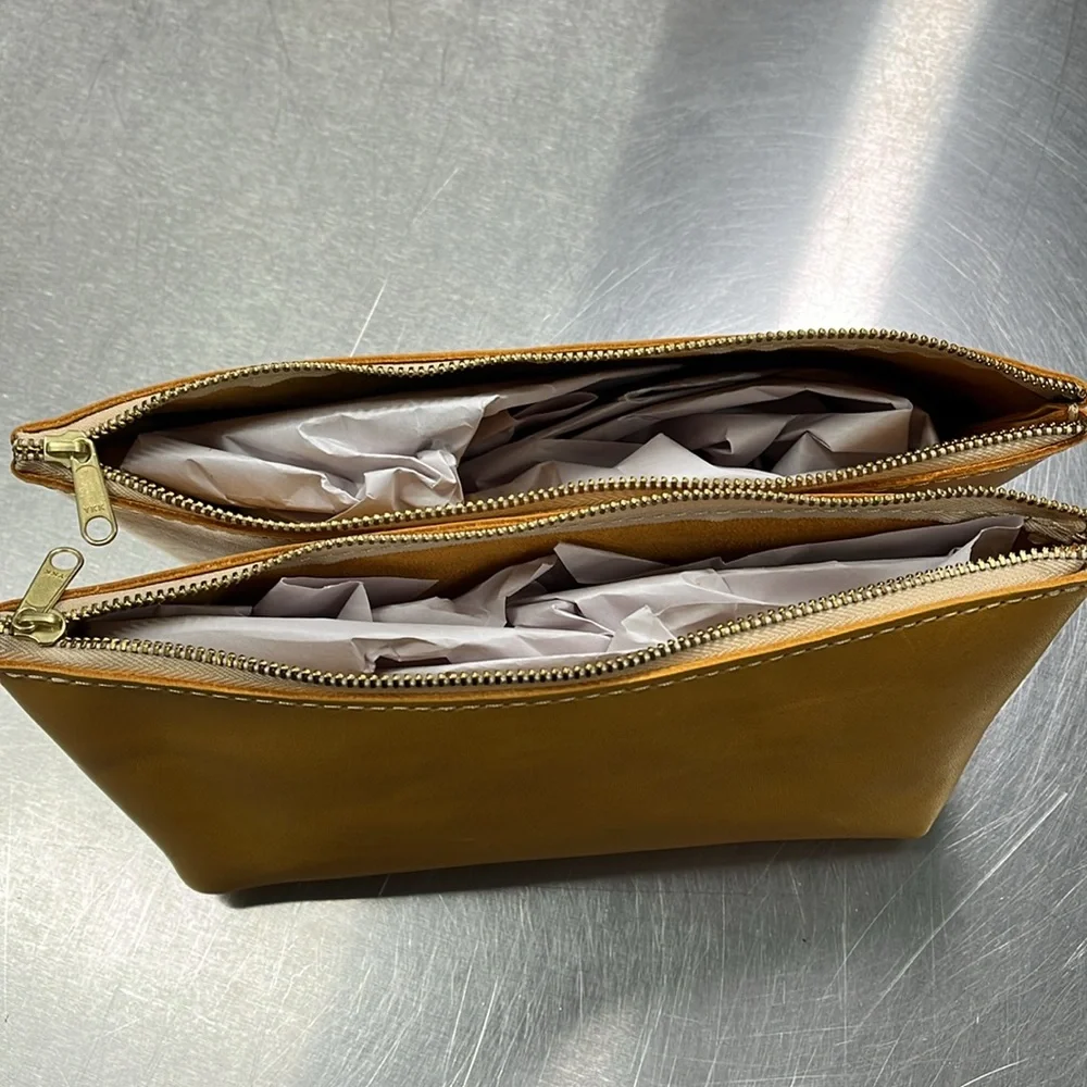 Set of 2 Portland Leather Sunflower Cosmetic Bags - Picture 3 of 3